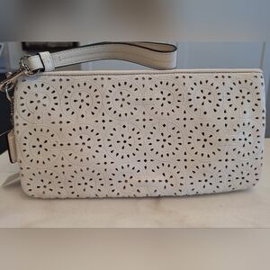 NWT Coach White Madison Leather Perforated Laser Cut Wrislet